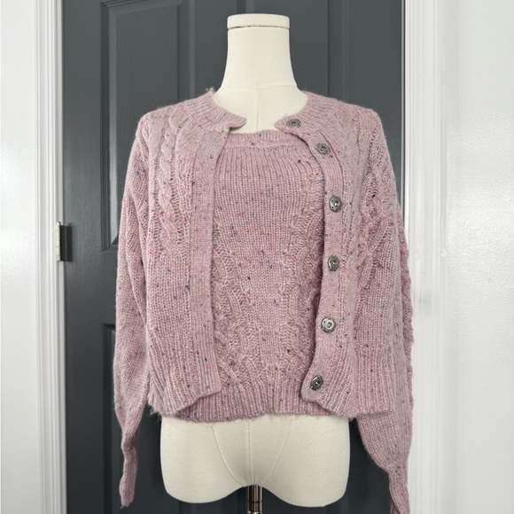 Anthropologie Maeve Hera Lilac Cardigan Set - Picture 3 of 8